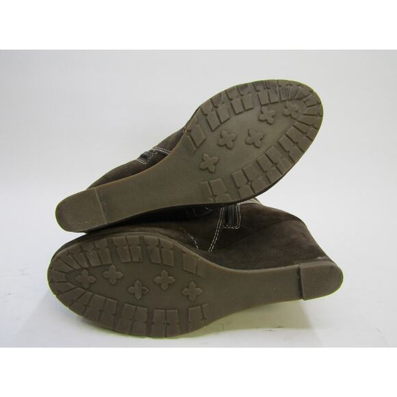 Tommy Hilfiger Womens Sz 6 M Brown Suede Wedge Buckle Ankle Fashion Boot Booties - Picture 9 of 11